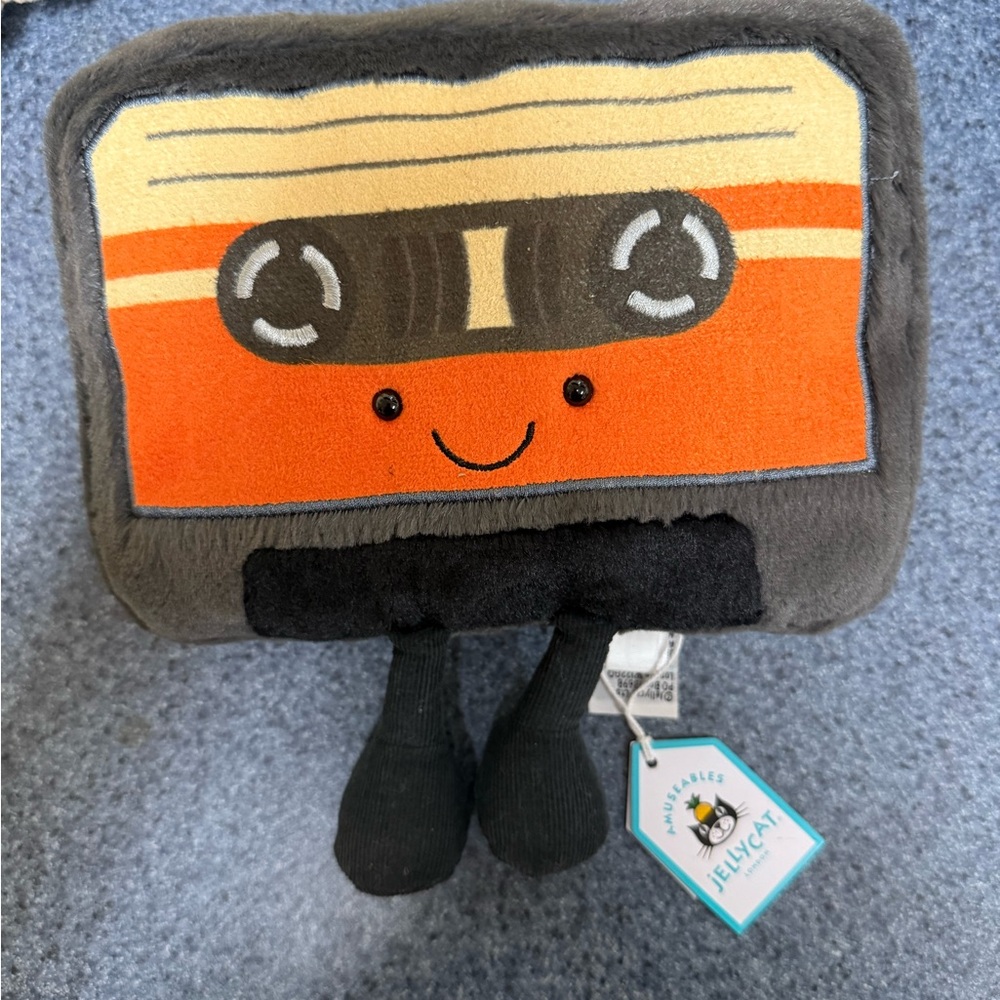 Jellycat Orange and Gray Plush Cassette